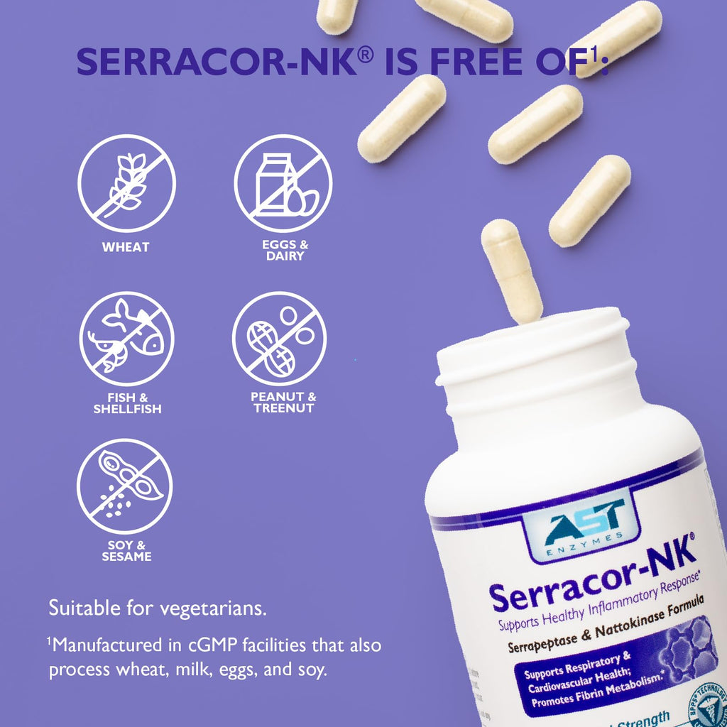 AST Enzymes Serracor-NK Proteolytic Enzyme Formula - 90 Vegetarian Capsules - image 6