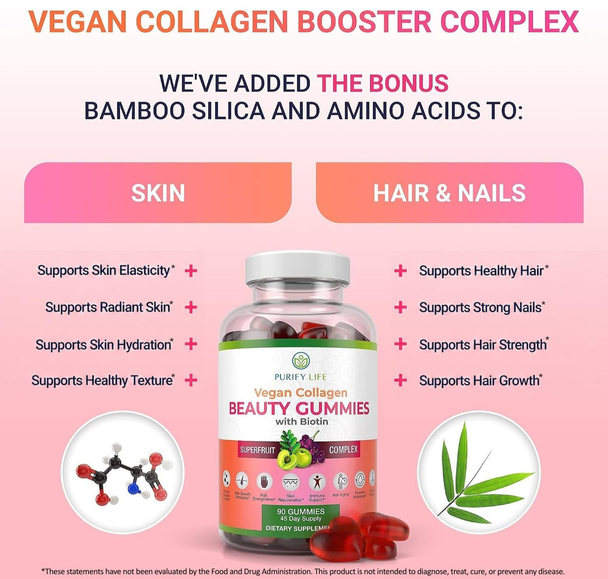 Purify Life Vegan Collagen Booster Gummies with Biotin - 90 Count - image 3