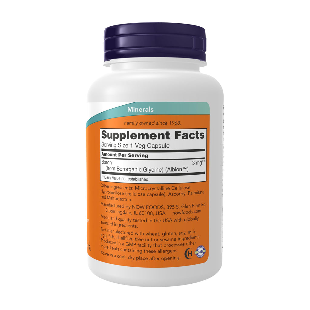 NOW Boron 3 mg Structural Support - 250 Vegetarian Capsules - image 2