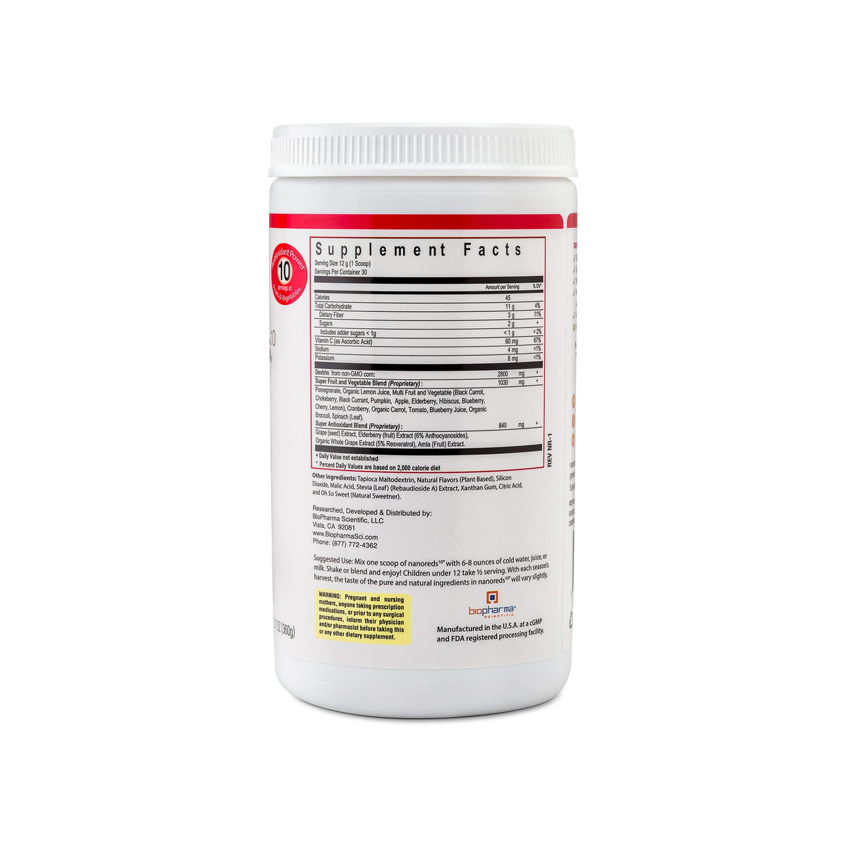 Biopharma Scientific NanoReds Antioxidant Superfood Powder - 30 Servings - image 3