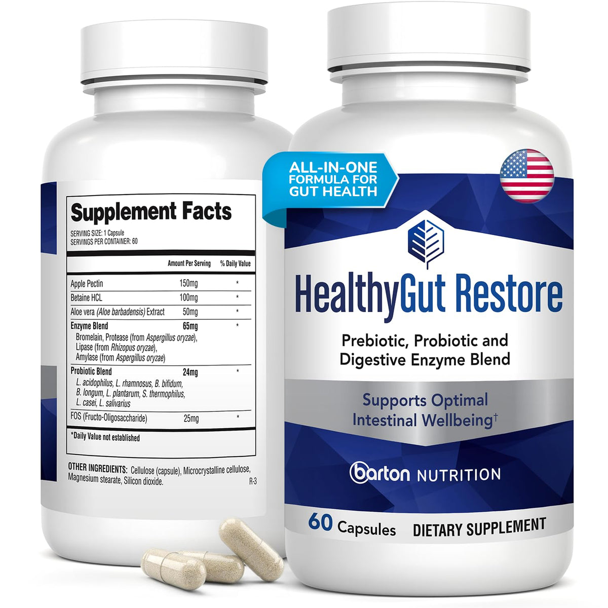 Barton Nutrition Healthy Gut Restore Digestive Supplement - 60 Capsules
