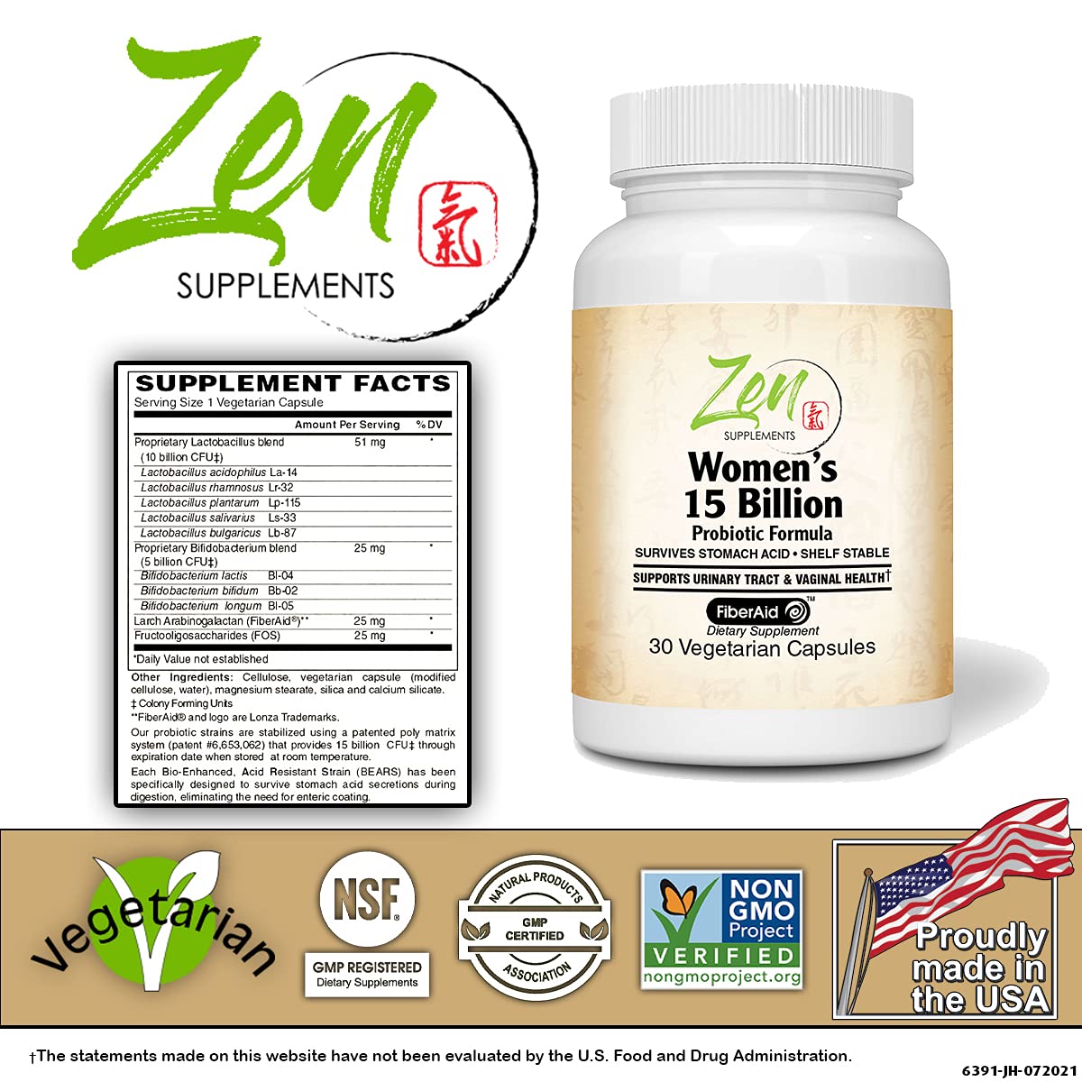Zen Supplements Women's 15 Billion Multi-Probiotic - 30 Vegetarian Capsules - image 2