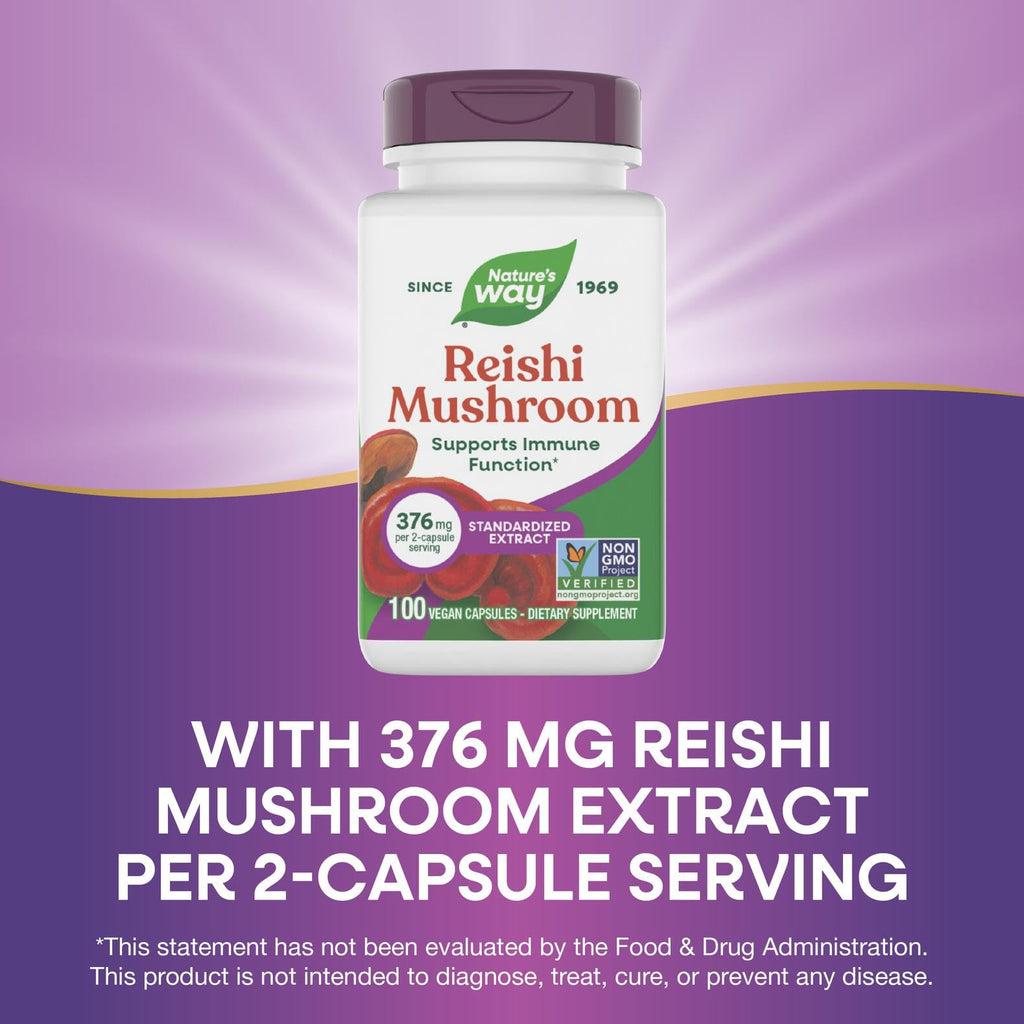 Nature's Way Reishi Mushroom Extract Immune Support - 100 Capsules - image 5