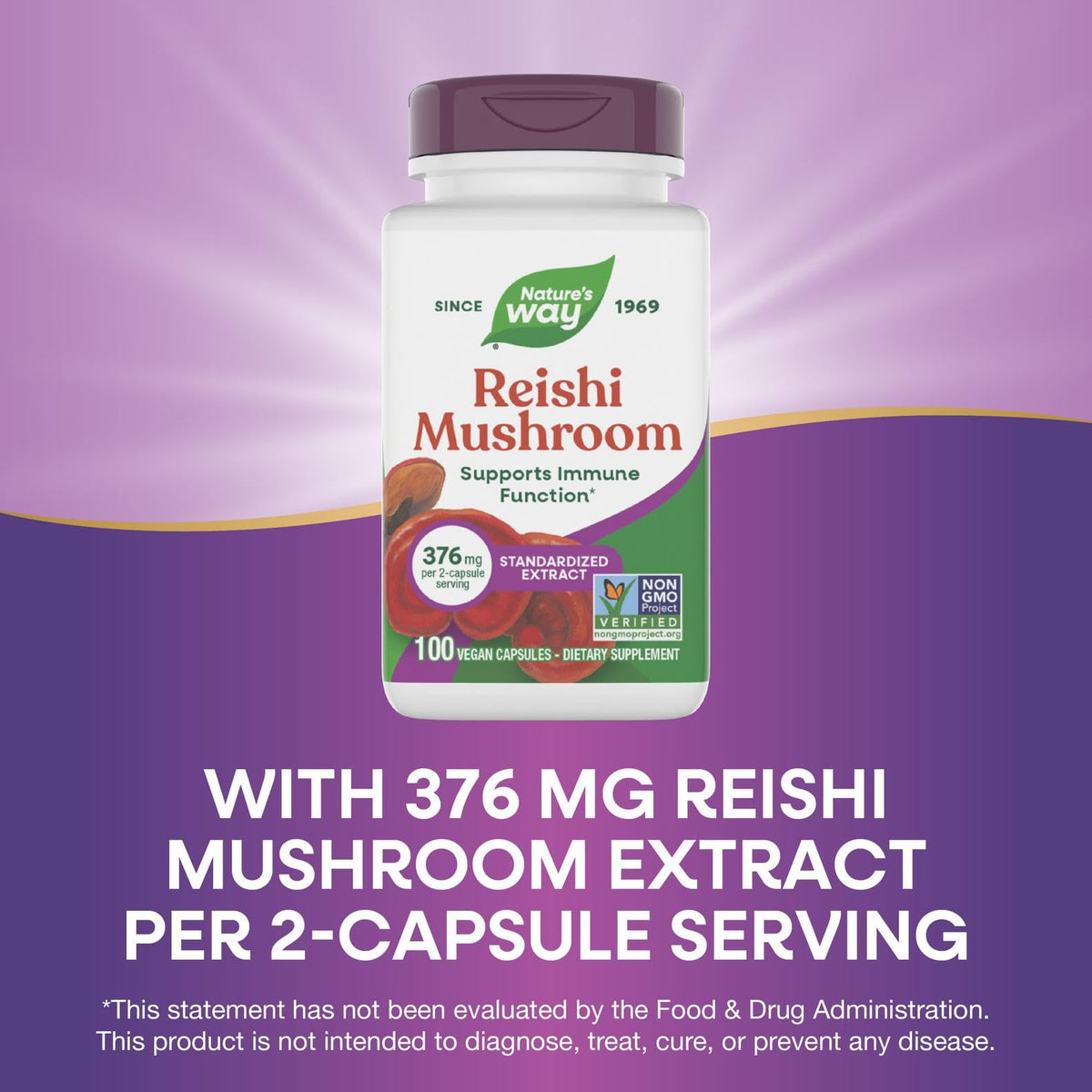 Nature's Way Reishi Mushroom Extract Immune Support - 100 Capsules - image 5