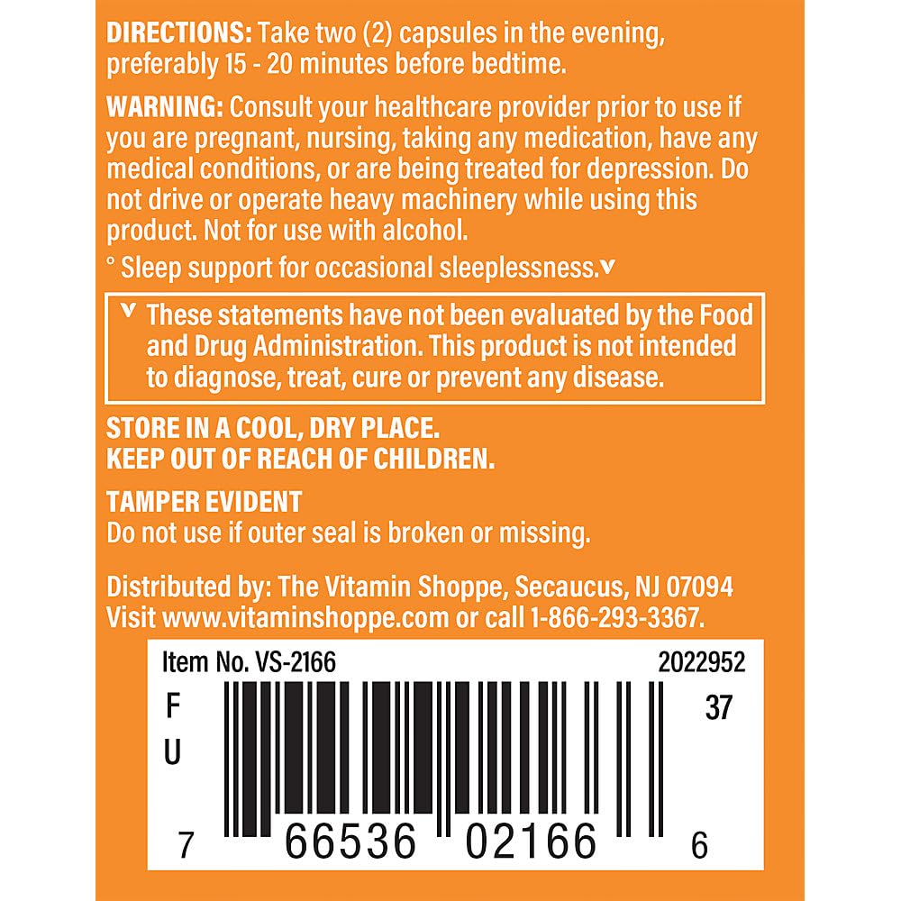 The Vitamin Shoppe Sleep Support with Melatonin - 60 Capsules - image 3