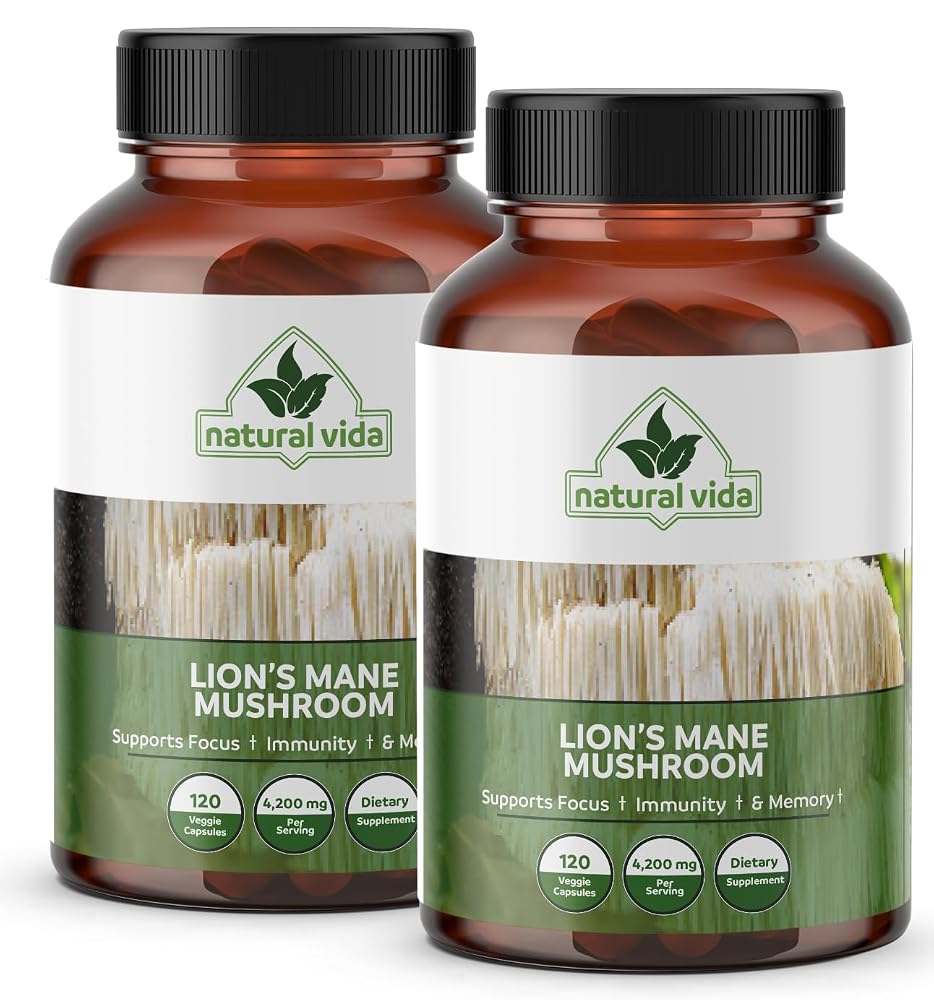 Natural Vida Lion's Mane Mushroom Extract - 240 Vegetarian Capsules