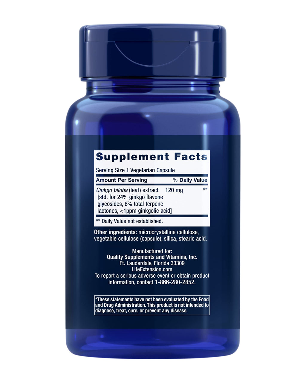 Life Extension Ginkgo Biloba Certified Extract 120 mg - 365 Capsules - image 2