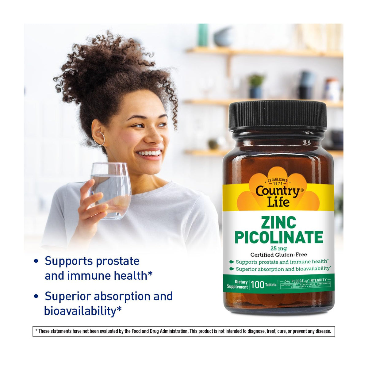 Country Life Zinc Picolinate 25 mg - 100 Tablets - image 2