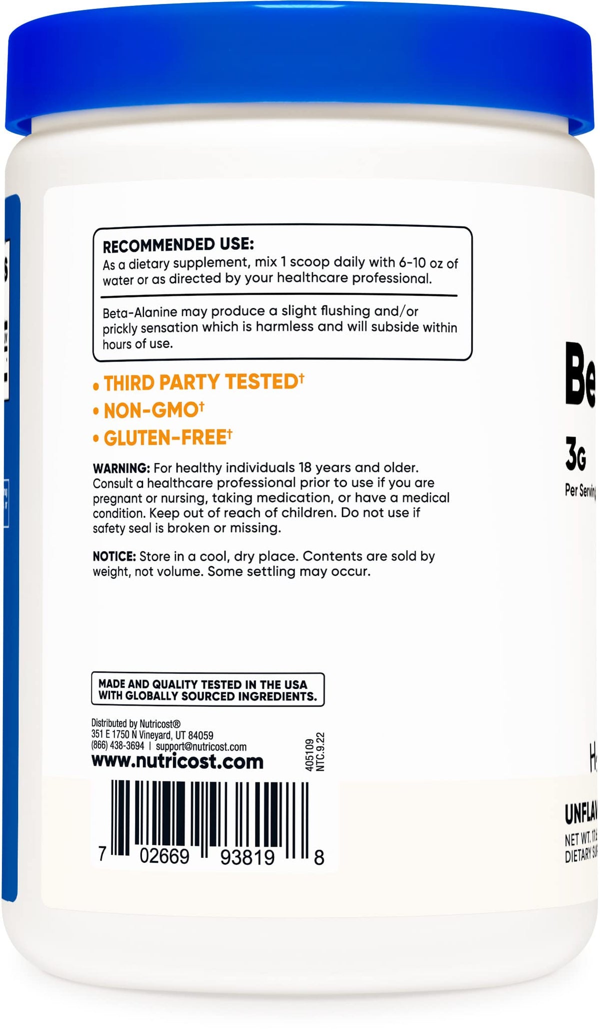 Nutricost Beta Alanine Powder - 1 kg (2 x 500g) - image 3