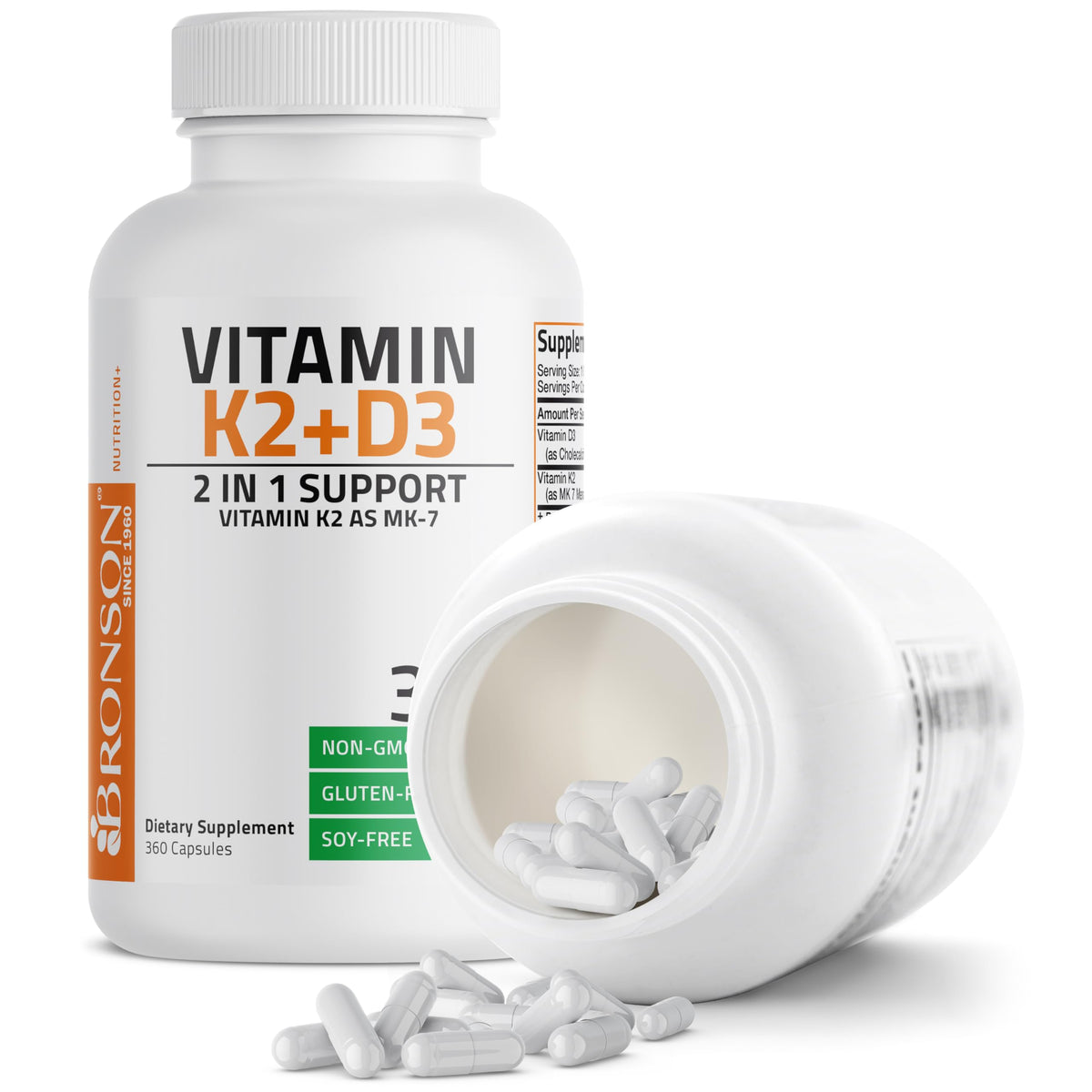 Bronson Vitamin K2 D3 (MK7) Supplement - 360 Capsules - image 6