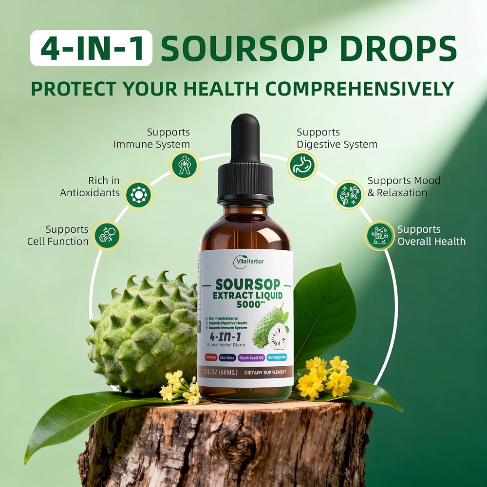 VitaHarbor 4-in-1 Soursop Bitters Liquid with Sea Moss & Black Seed Oil - image 4