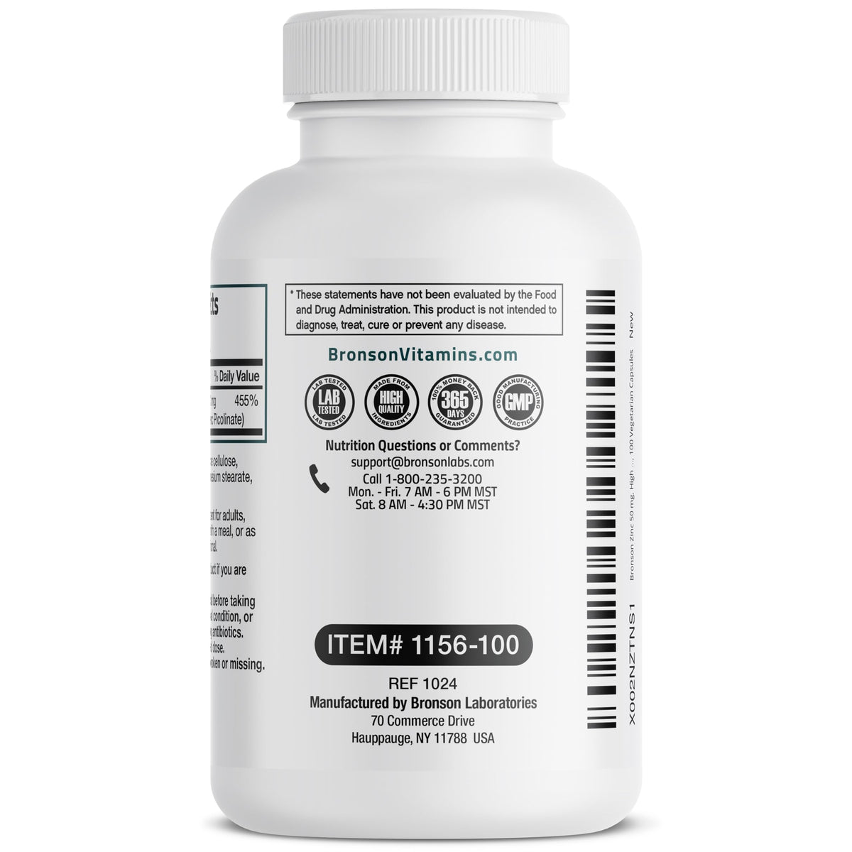 Bronson Zinc Complex 50 mg - 100 Vegetarian Capsules - image 5