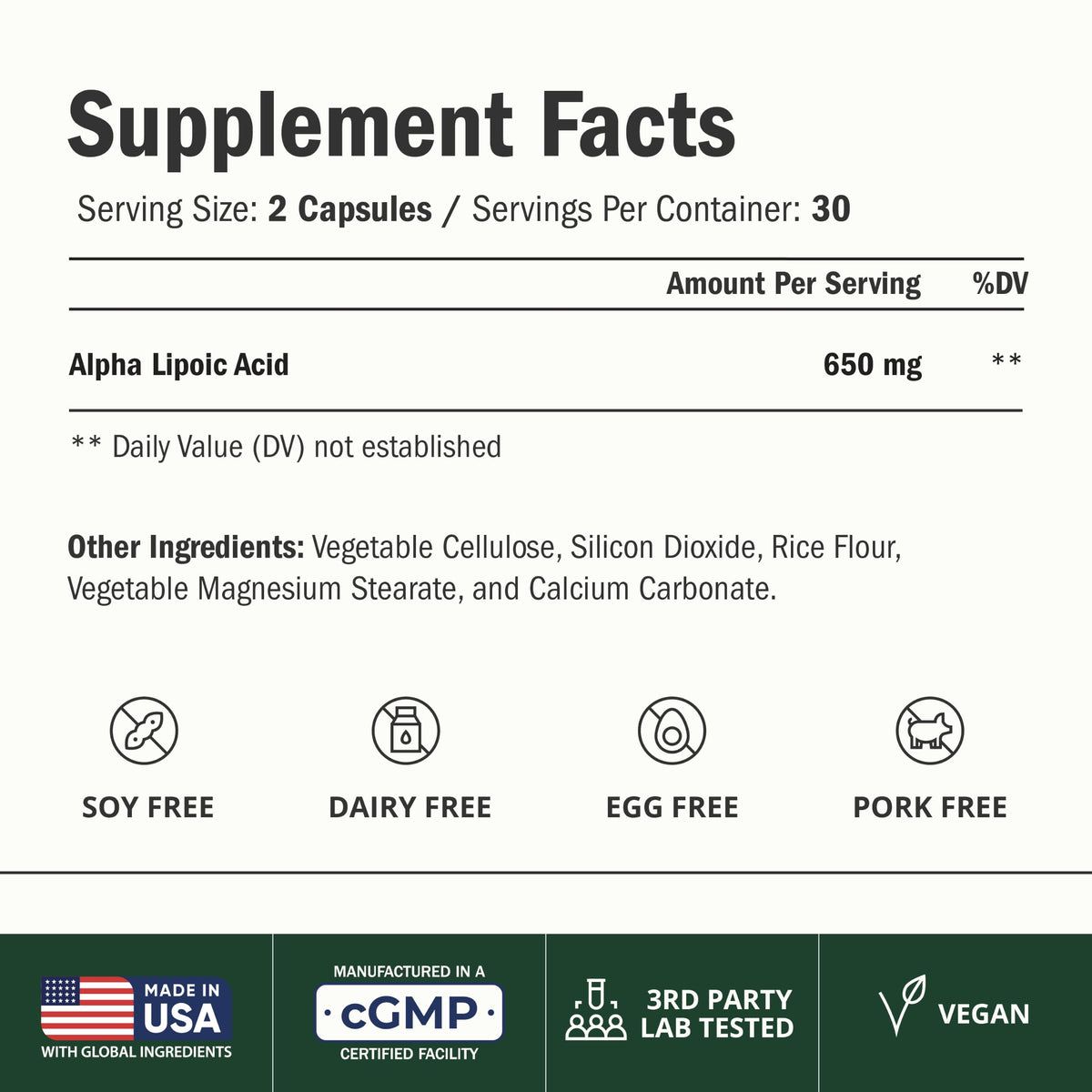 Vimerson Health Alpha Lipoic Acid 650mg - 60 Capsules - image 2