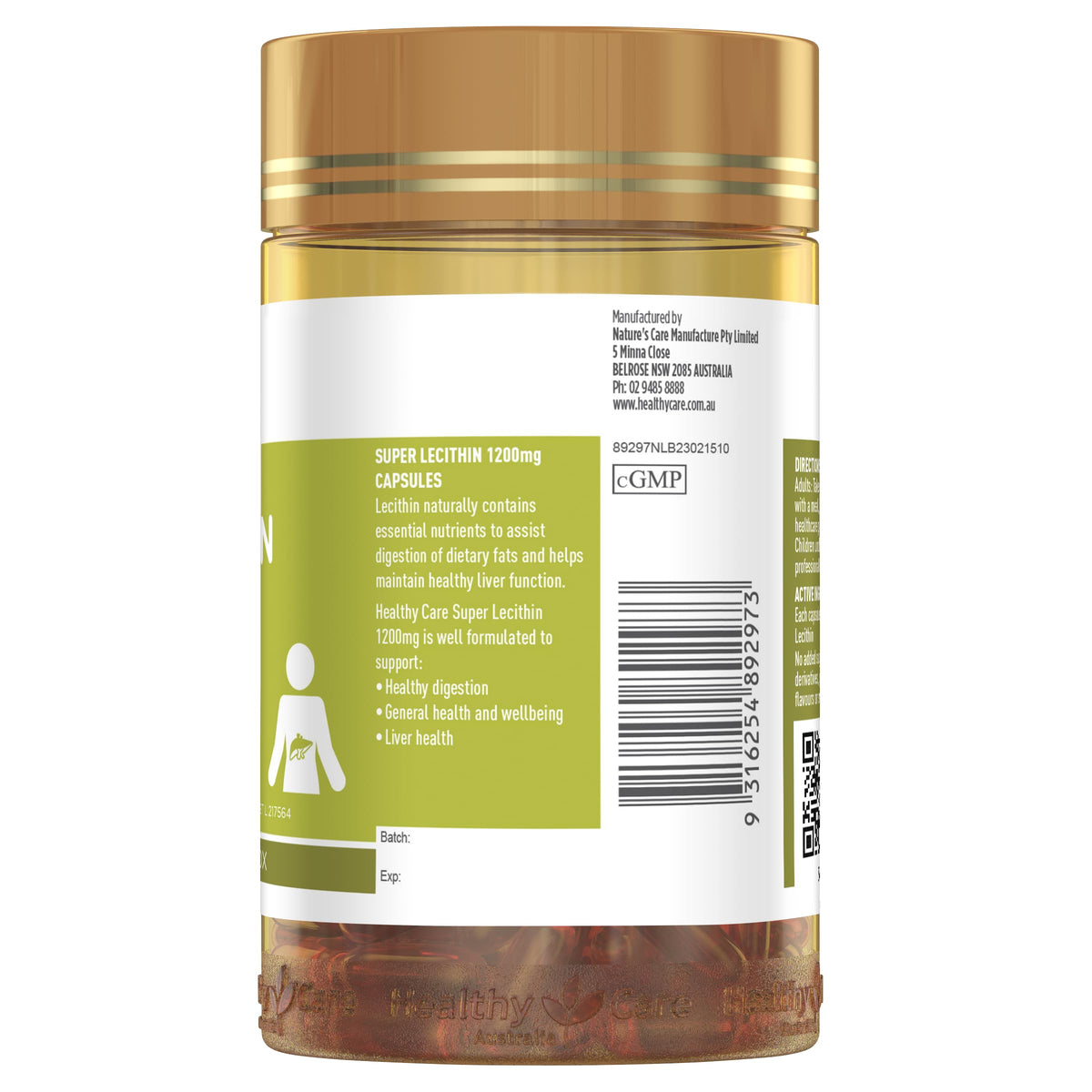 Healthy Care Lecithin 1200mg - 100 Capsules - image 4