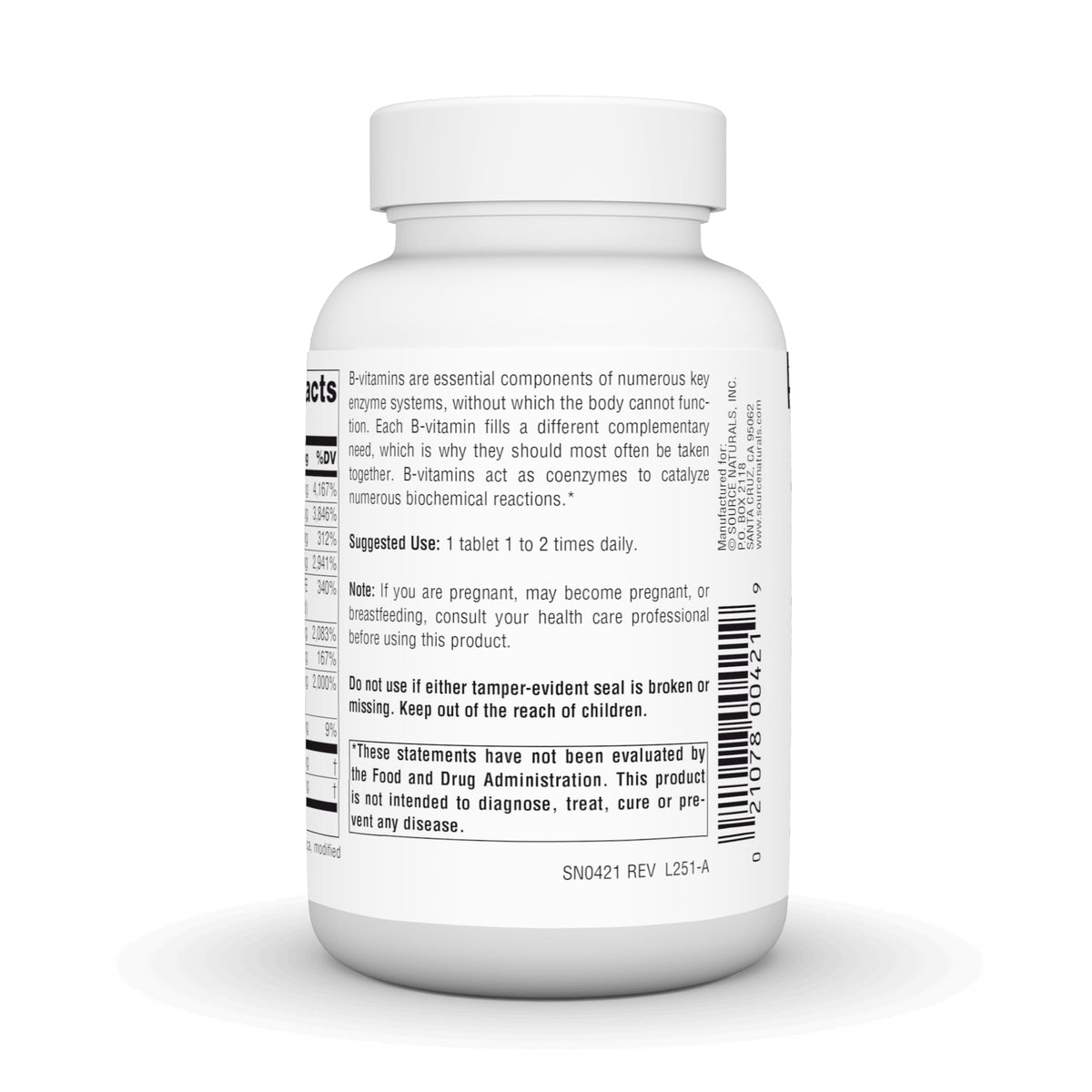 Source Naturals B-50 Complex Vitamin B - 100 Vegan Tablets - image 4