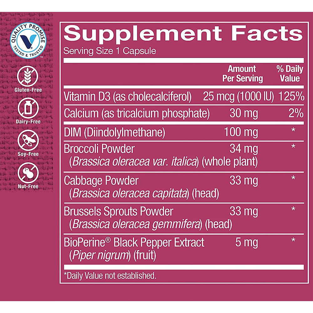 The Vitamin Shoppe DIM 100mg with Bioperine - 120 Capsules - image 2