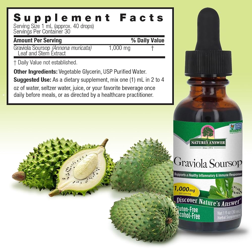 Nature's Answer Graviola Soursop Extract Alcohol Free - 1 Fl Oz - image 5