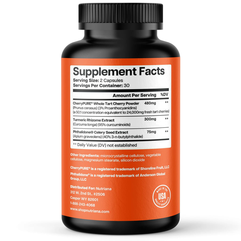 Nutriana Uric Acid Flush Tart Cherry, Turmeric & Celery Seed - 60 Capsules - image 9