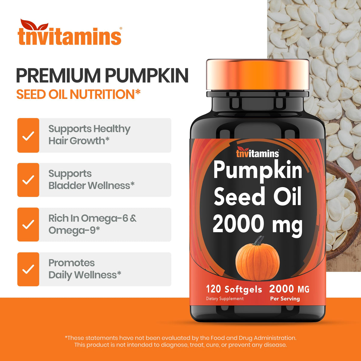 tnvitamins Pumpkin Seed Oil 2000 mg - 120 Softgels - image 4