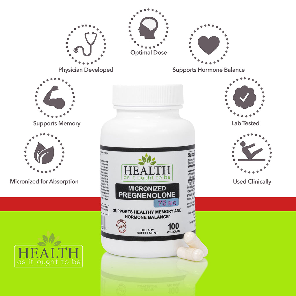 Health As It Ought To Be Pregnenolone Micronized 75mg - 100 Capsules - image 3