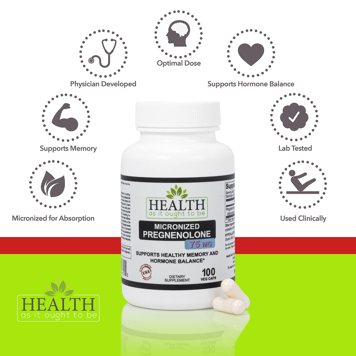 Health As It Ought To Be Pregnenolone Micronized 75mg - 100 Capsules - image 3