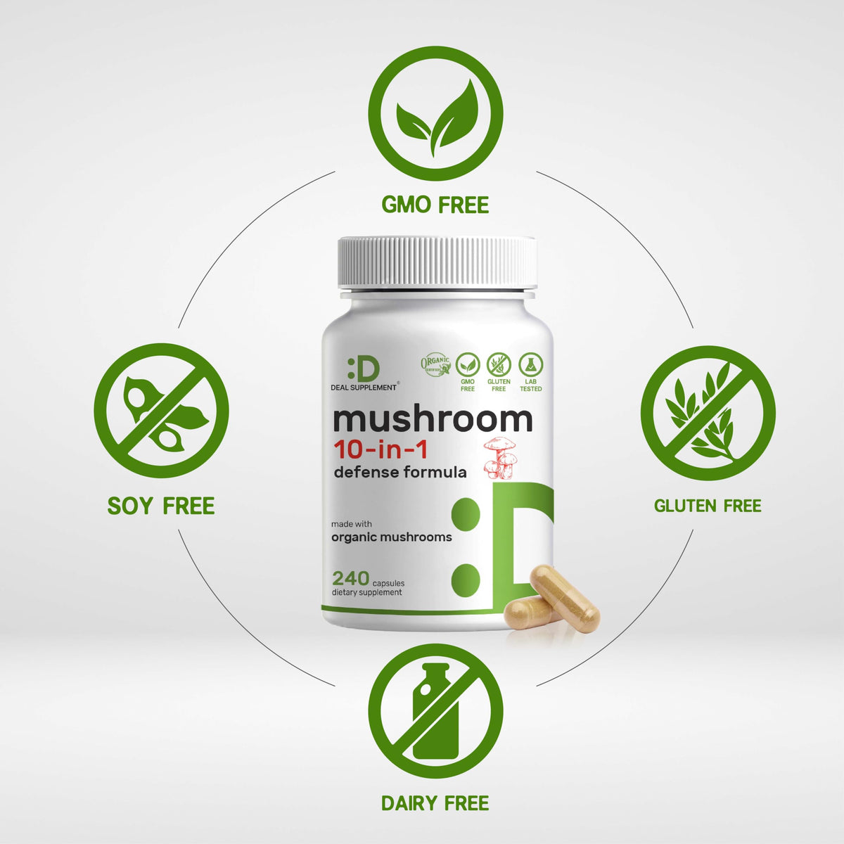 DEAL SUPPLEMENT Organic 10-in-1 Mushroom Complex - 240 Capsules - image 3