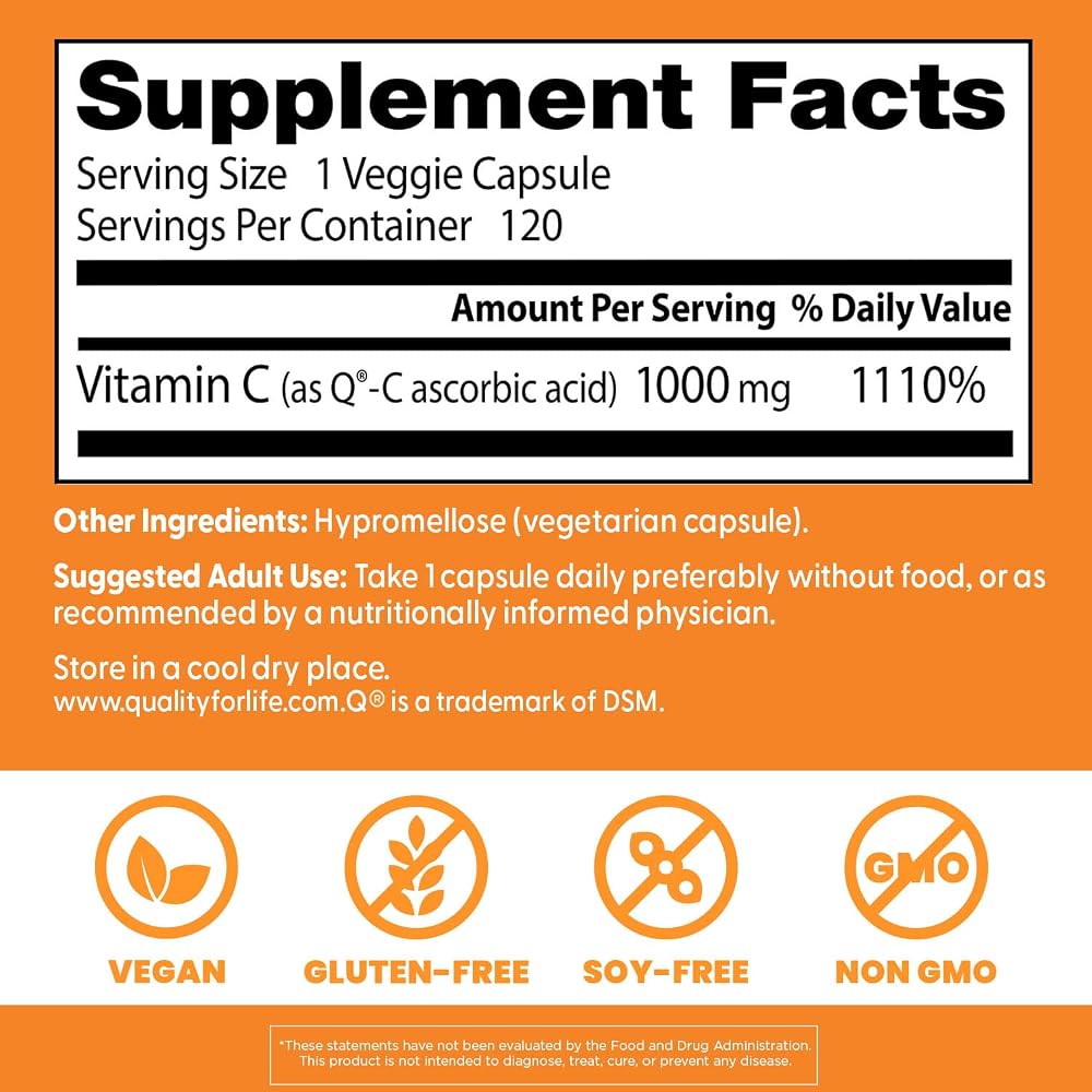 Doctor's BEST Vitamin C 1000mg Immune Support - 120 Vegetarian Capsules - image 3