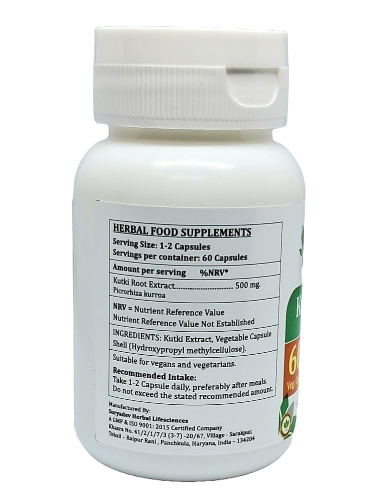 Satya Naturals Kutki Forte Capsules 500 mg. 60 Veg. Capsule