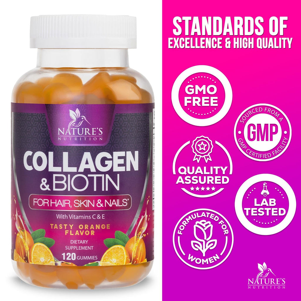 Nature's Nutrition Collagen Gummies - 2500mcg Biotin - Complete