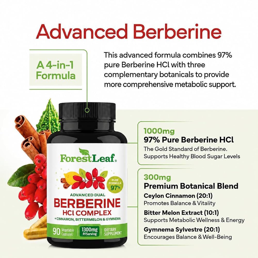 ForestLeaf Berberine Supplement - 1300mg per Serving - Ultra High
