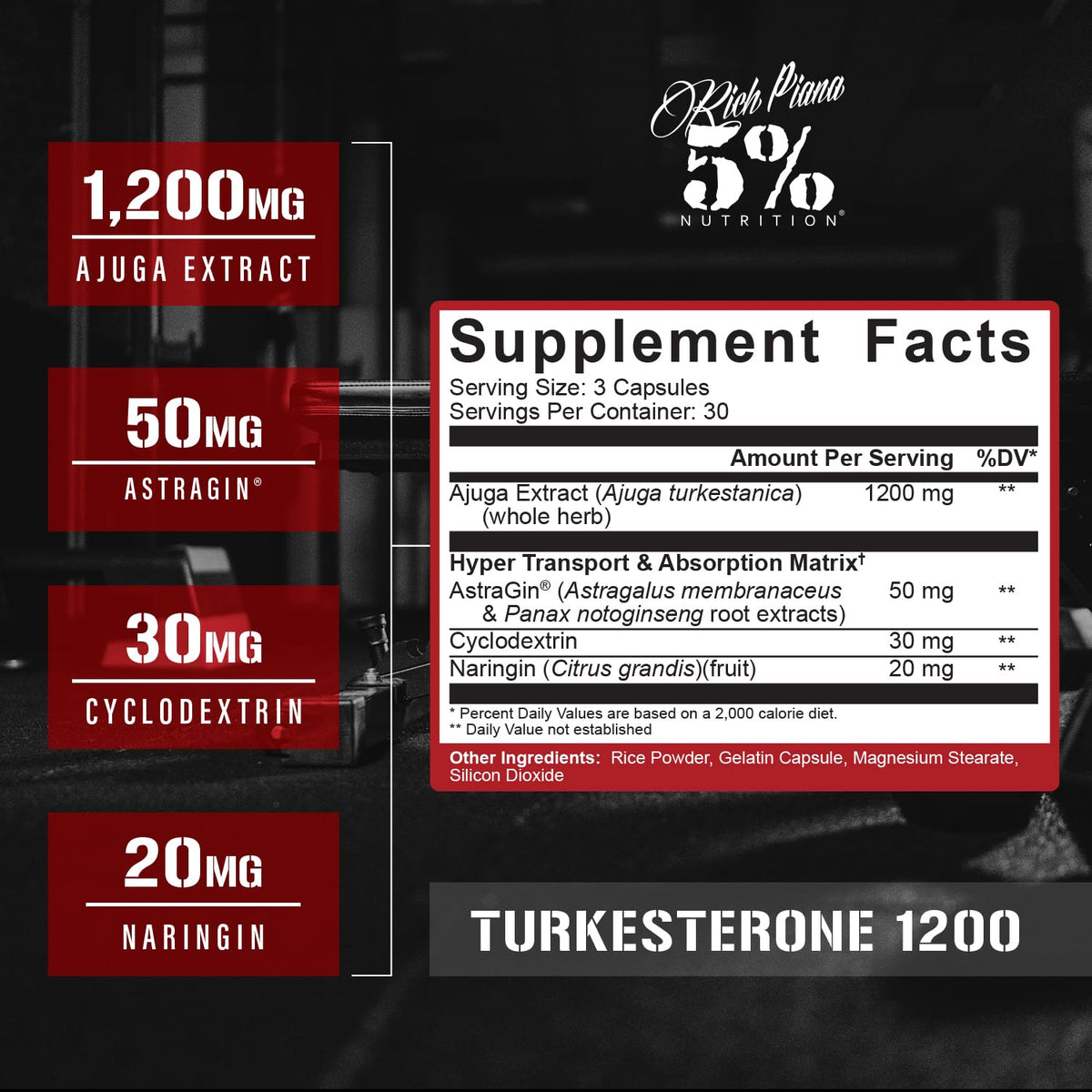 5% Nutrition Turkesterone 1200mg Muscle Builder - 120 Capsules - image 3