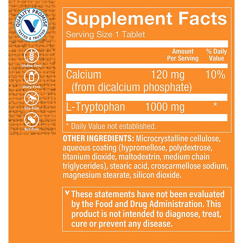 The Vitamin Shoppe L-Tryptophan 1,000 mg - 60 Tablets - image 2