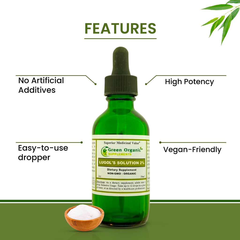 Green Organic Supplements Lugol's Iodine Solution 2% - 2 Fl Oz - image 4