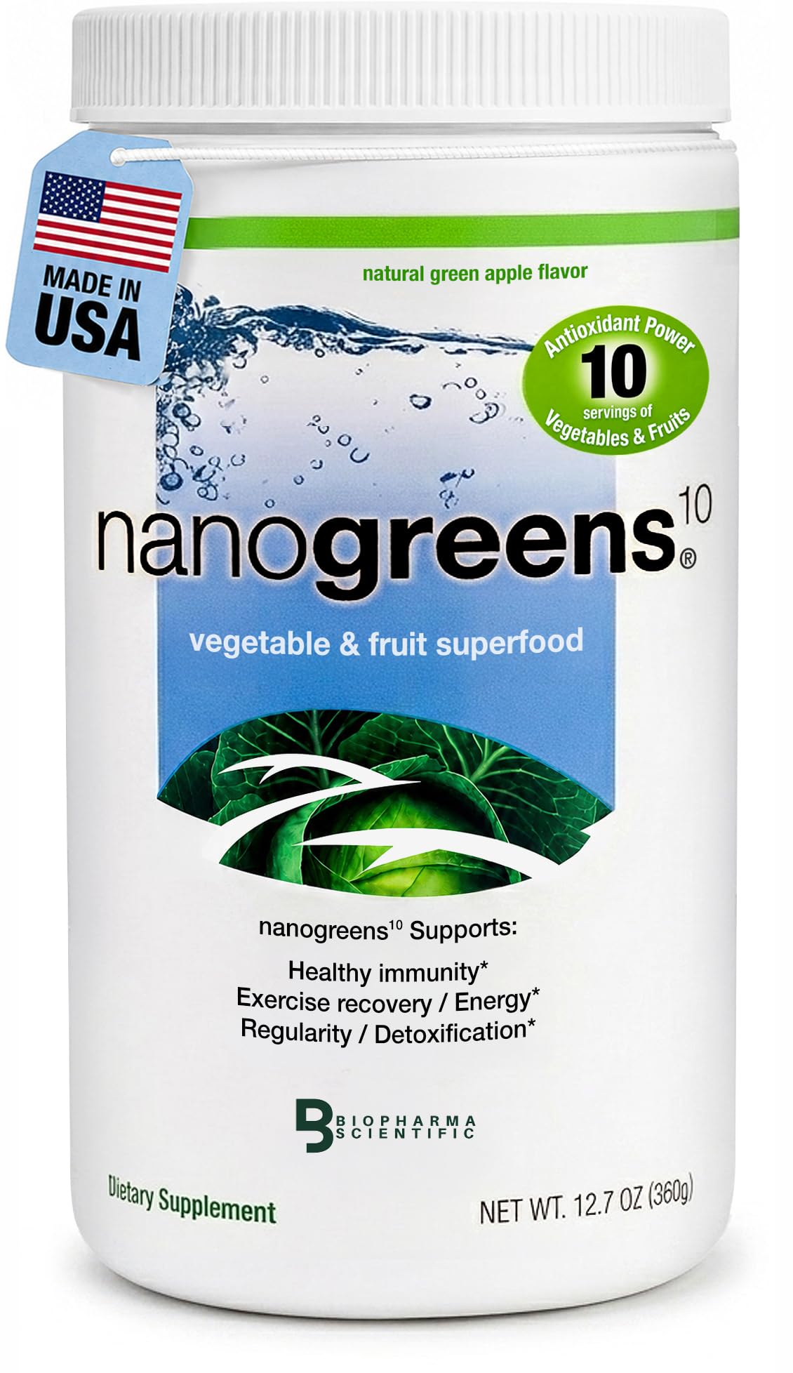 Biopharma Scientific NanoGreens Super Greens Powder - 30 Servings