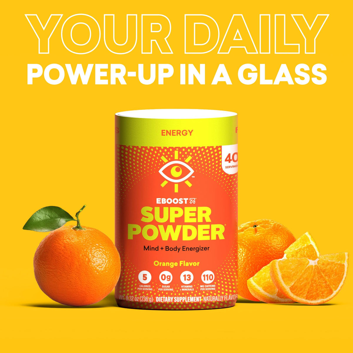 EBOOST Super Powder Energy Drink Mix Orange - 40 Servings - image 2