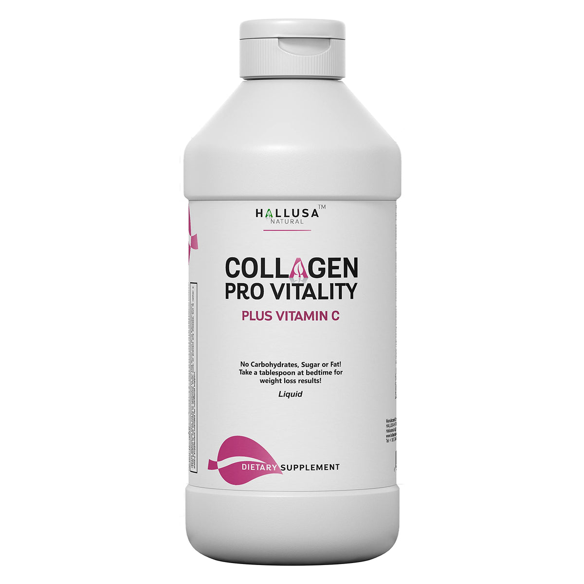 Hallusa Natural Liquid Hydrolyzed Collagen with Vitamin C - 16 fl oz