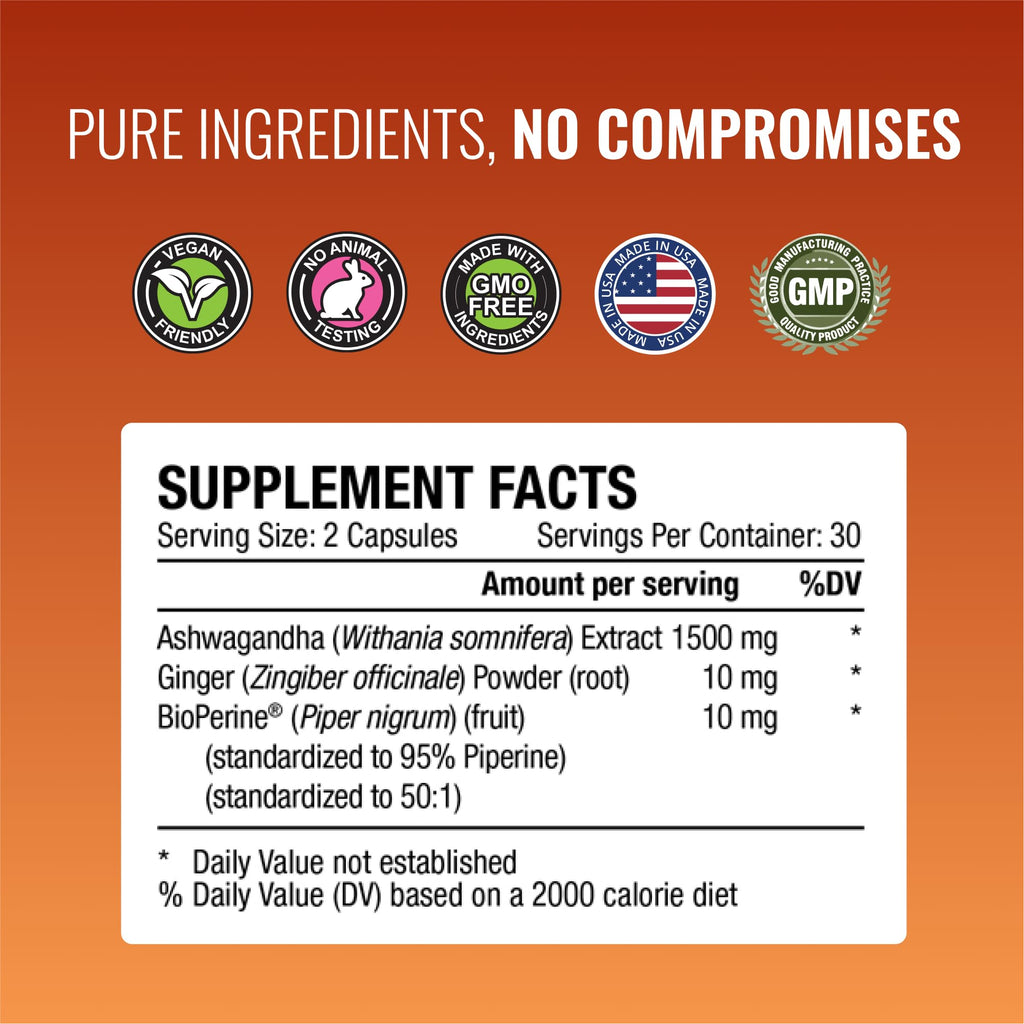 Approved Science Ashwagandha 1500mg with Bioperine® and Ginger