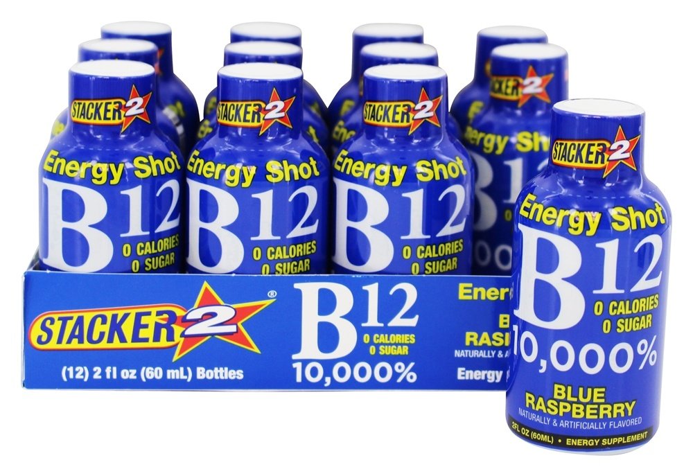 Stacker 2 Blue Raspberry B12 Energy Shot - 12 Pack