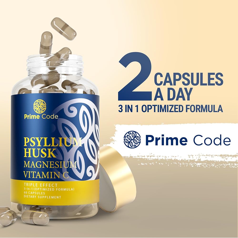 Prime Code Psyllium Husk Capsules with Magnesium & Vitamin C - 60 Capsules - image 4