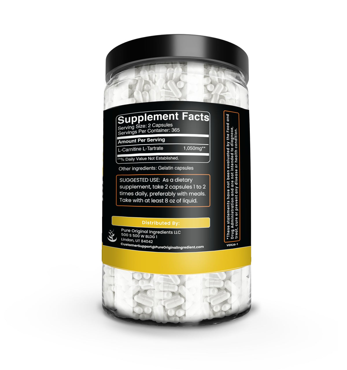 Pure Original Ingredients L-Carnitine Tartrate No Magnesium Or Rice