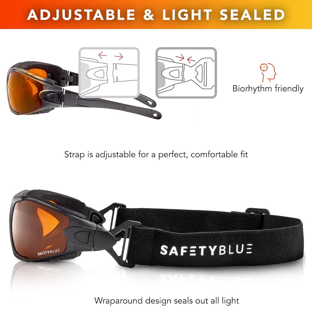 SafetyBlue Deluxe Blackout Sleep Glasses Amber Lens - 1 Pair - image 3