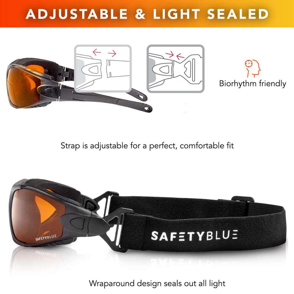 SafetyBlue Deluxe Blackout Sleep Glasses Amber Lens - 1 Pair - image 3