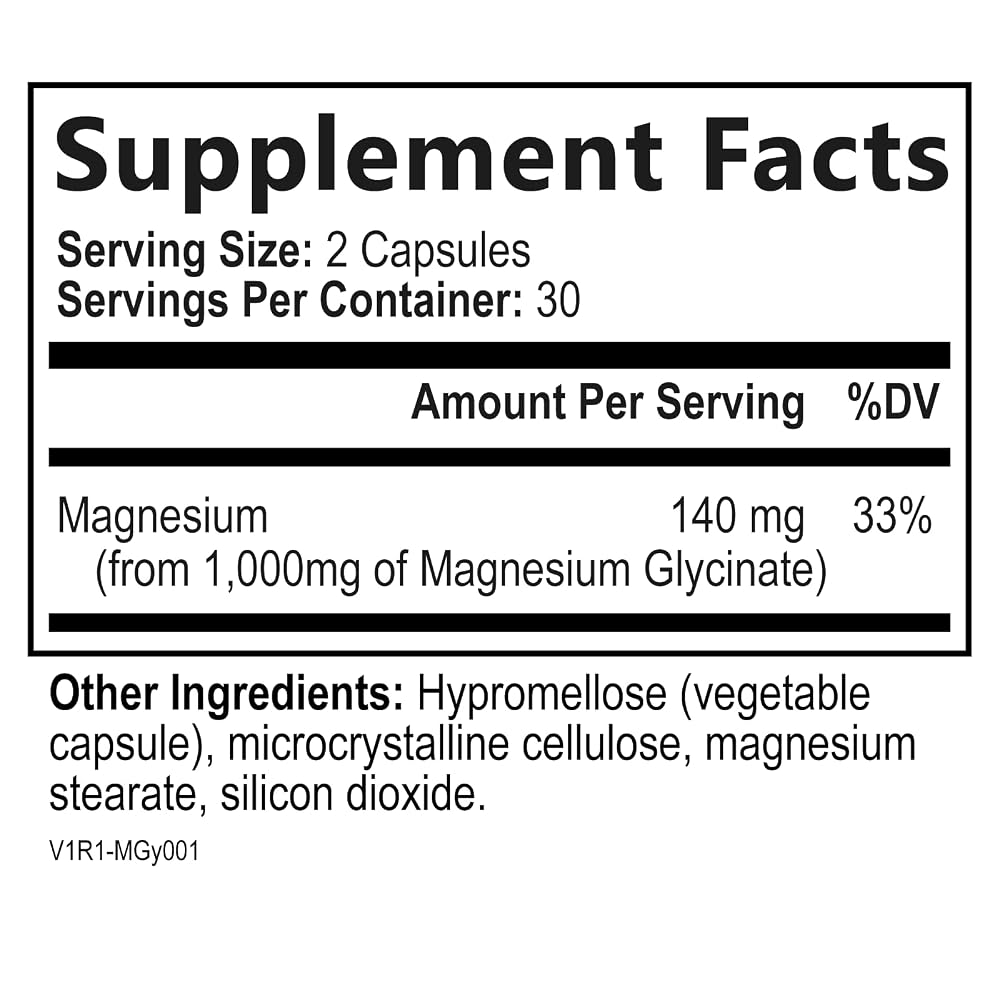 Built By Nature Magnesium Glycinate 1000mg Supplement