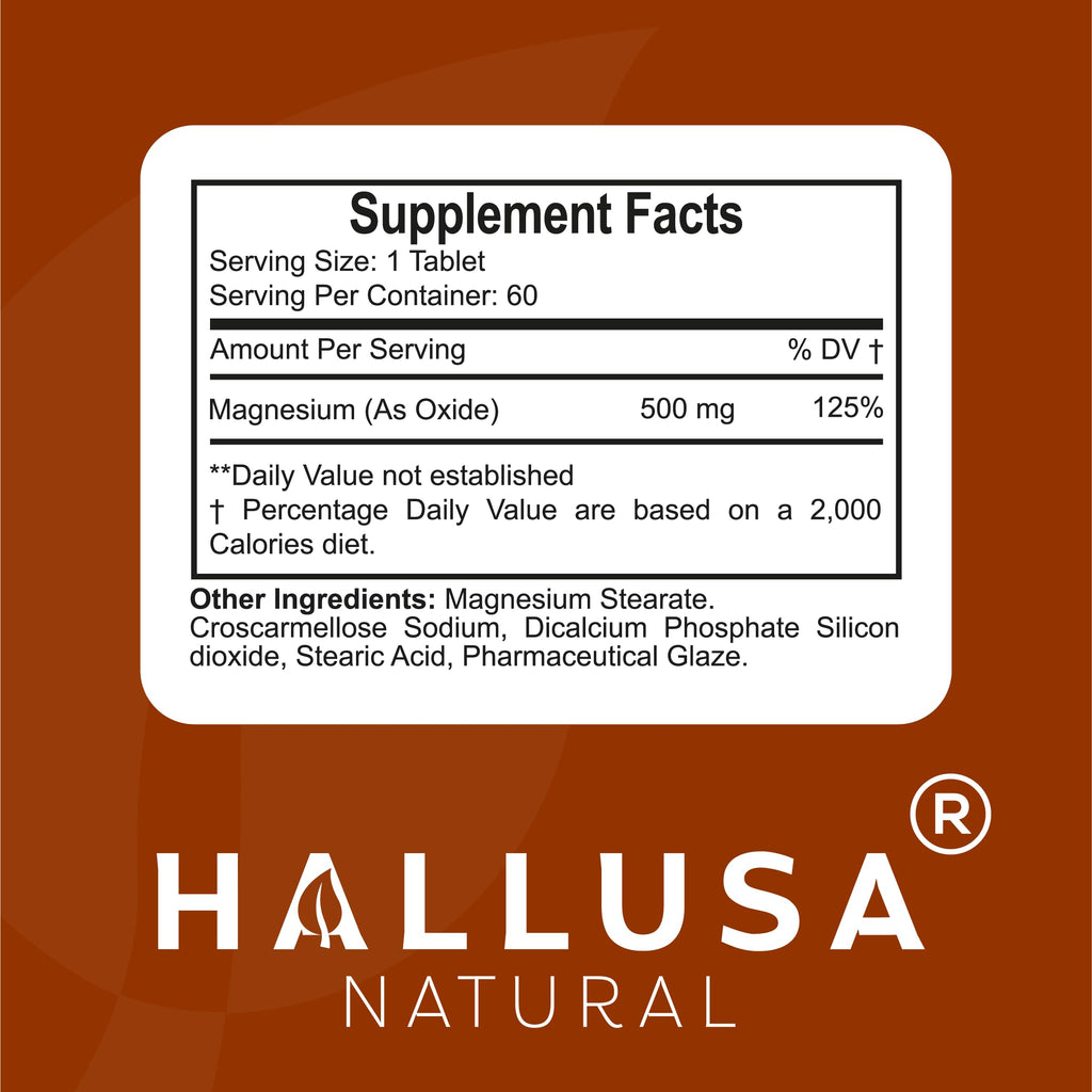Hallusa Natural Magnesium Oxide 500 mg - 60 Capsules - image 3