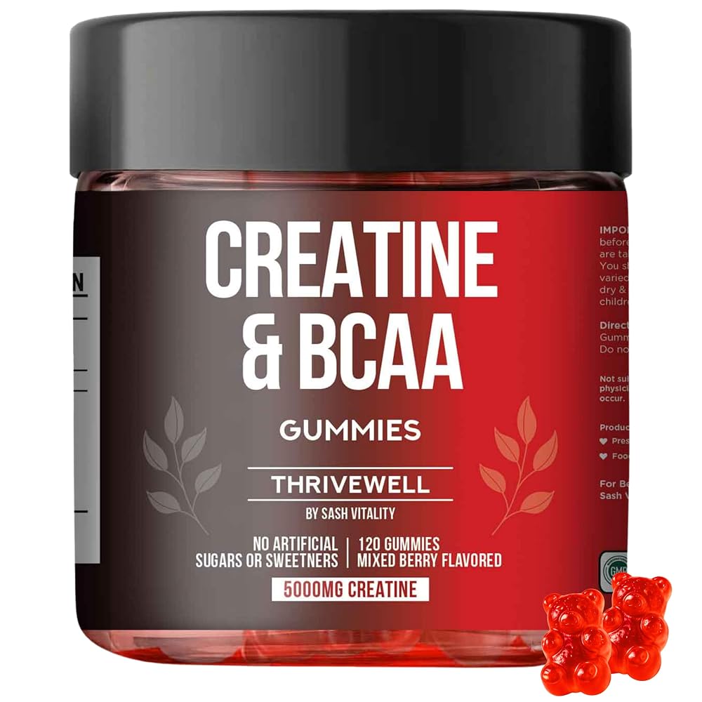 SASH Vitality Creatine Monohydrate Gummies 5000mg with BCAAs - 120 Gummies