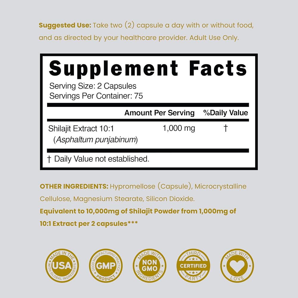 Dorado Nutrition Shilajit Capsules 1000mg - 150 Capsules - image 6