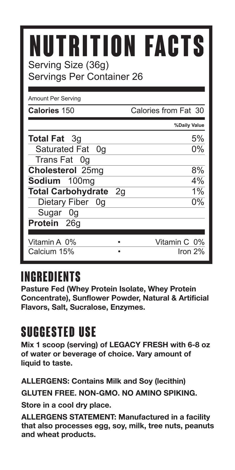 Legacy Supplements Fresh Whey Protein Chocolate - 2lb - image 2