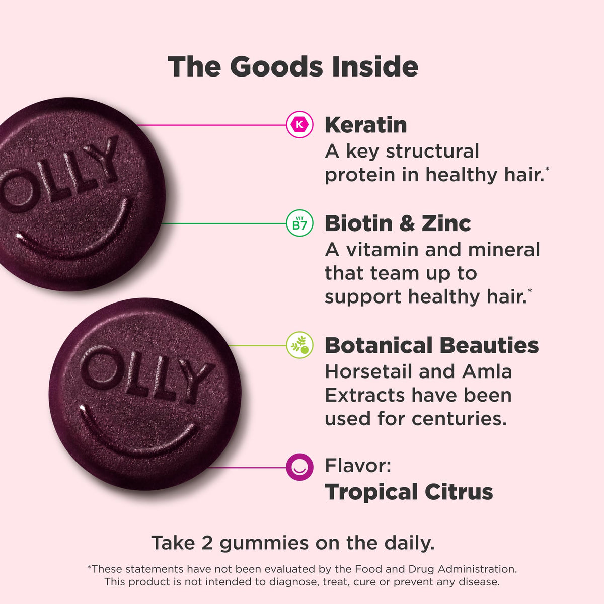 OLLY Heavenly Hair Gummies with Keratin & Biotin - 60 Count - image 2