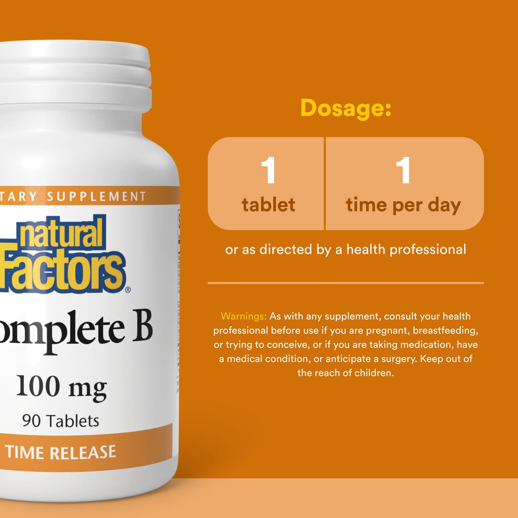 Natural Factors Complete B 100 mg Time Release - 90 Tablets - image 3