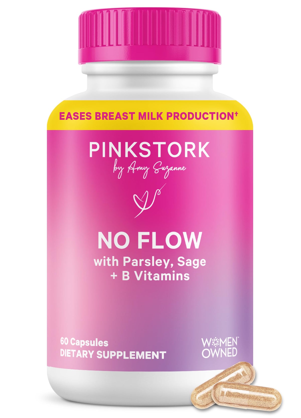 Pink Stork No Flow Breast Milk Dry Up Supplement - 60 Capsules